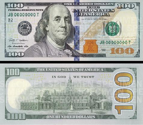 new 100 dollar USD