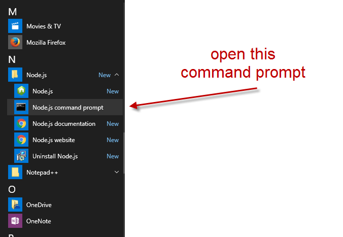 node.js command prompt