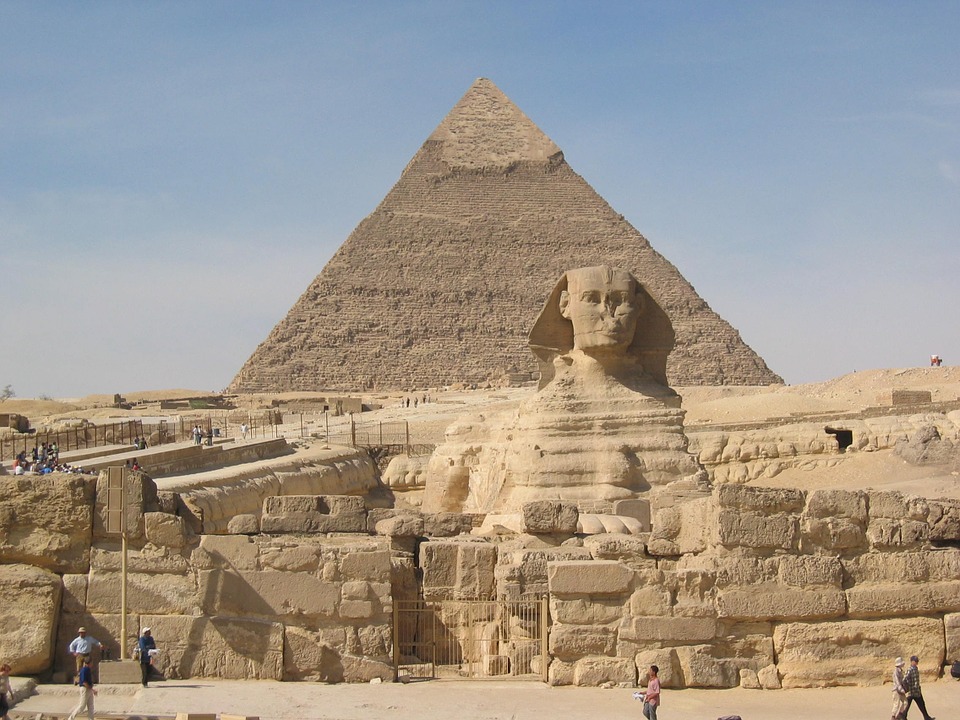 image of sphinx and pyramid